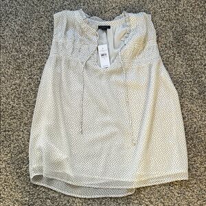 Ann Taylor Ivory and Black Dotted Sleeveless Top